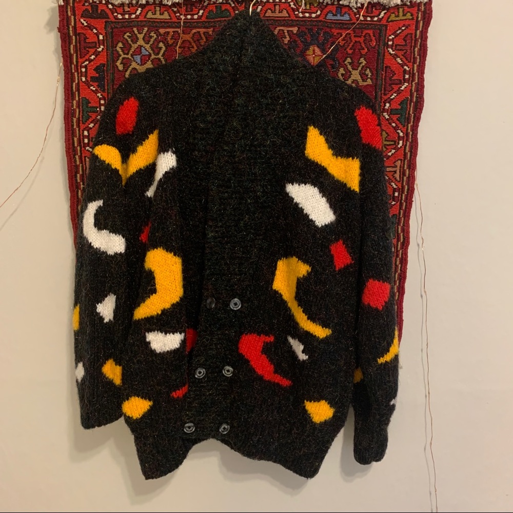 Gorgeous hand knit abstract sweater cardigan